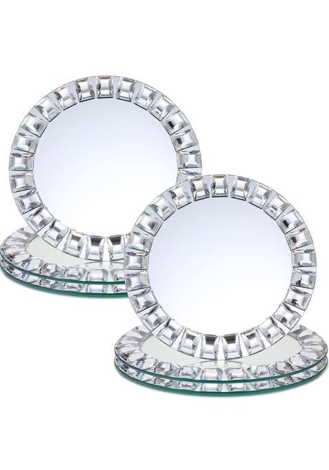 Suclain 6 Pcs Mirrored Glass Charger Plates 13 Inch Mirror Charger Plates Round Chargers for Dinner Plates