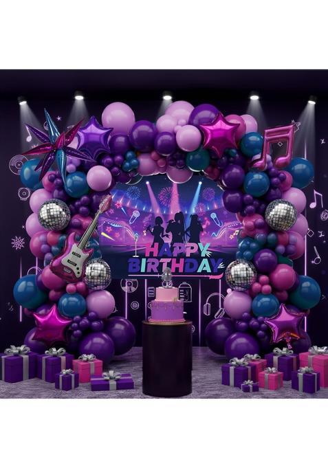 Froufing K Pop Music Themed Birthday Decorations Pink Purple Navy Blue Balloon Arch
