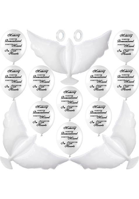 Jishi Memorial Dove Balloons Set Release in Sky Funeral Biodegradable Balloons Memorial Decorations