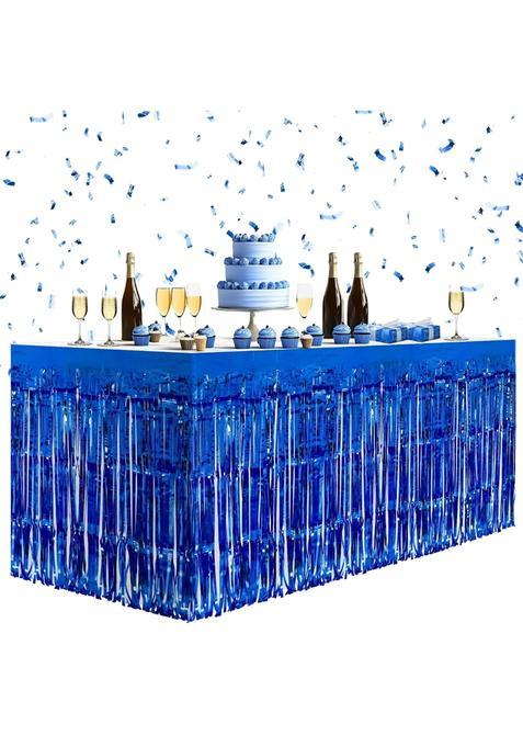 Watch Me Fly 2 Pack Dark Blue Table Skirts 29x108 Metallic Foil Tinsel Fringe Table Skirts for Rectangle