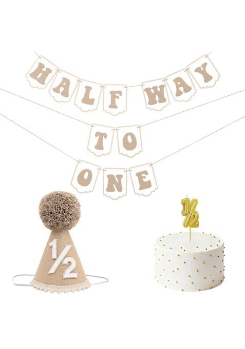 Squway Half Way to One Banner Half Birthday Decorations for Boys Girls