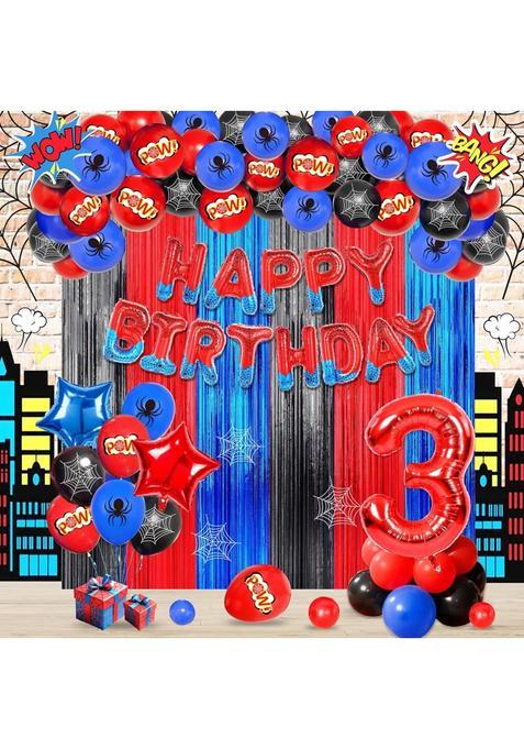 Lazy Time Red Spider Web Birthday Decorations Large Number Balloons for Kids Birthday Anniversary Party