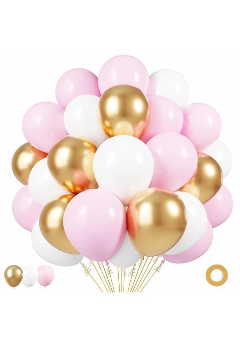 Patydecro Pink Gold White Latex Balloons 50 Pack 12 Inches Party Balloons Helium Balloons for Girl Baby Shower