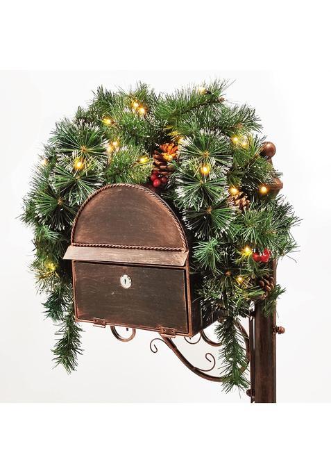 Sunnyglade 35 Point 4 in Pre Lit Christmas Mail Box Swag Garland Artificial Pine Rattan with 30 LED Lights