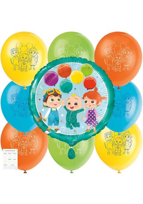 Unique Green Cocomelon Balloons Cocomelon Birthday Decorations Bundle with 8 Latex and 1 Foil Balloons
