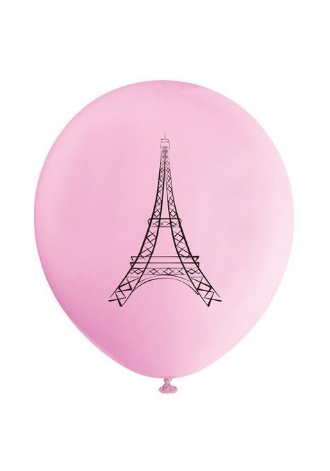 Magjuche Pink Paris Balloons 12Inch 16Pcs Eiffel Tower Girl Baby Shower or Birthday Party Decorations Supplies