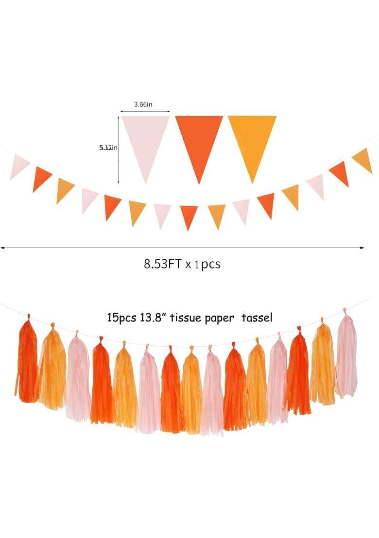 Lasting Surprise Pink Orange Groovy Party Decorations Pom Poms Streamers - Indya