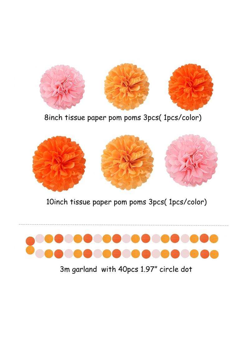 Lasting Surprise Pink Orange Groovy Party Decorations Pom Poms Streamers - Indya
