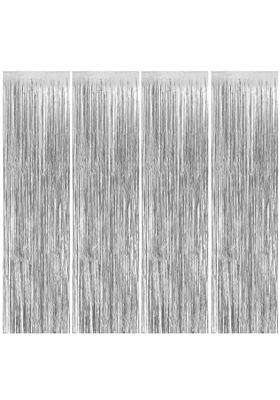 Feibmir Tinsel Curtains Silver Glitter Tinsel Curtains Tinsel for Halloween Christmas Party Pack of 4