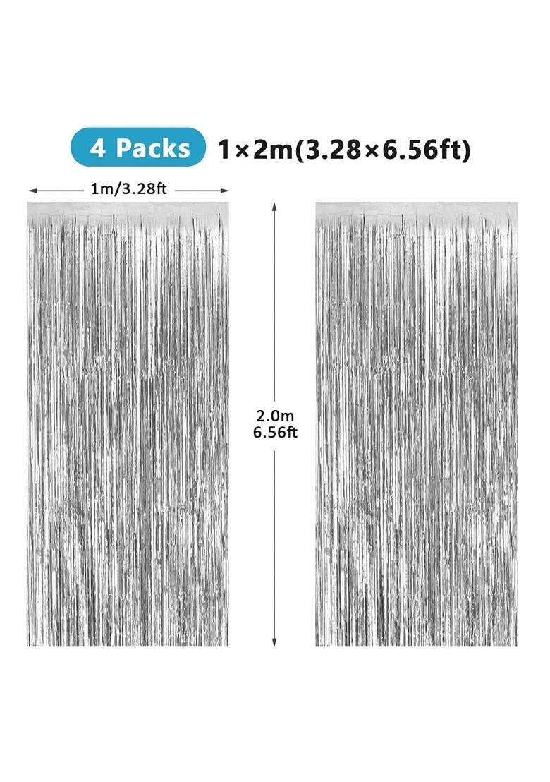 Feibmir Tinsel Curtains Silver Glitter Tinsel Curtains Tinsel for Halloween Christmas Party Pack of 4 - Indya