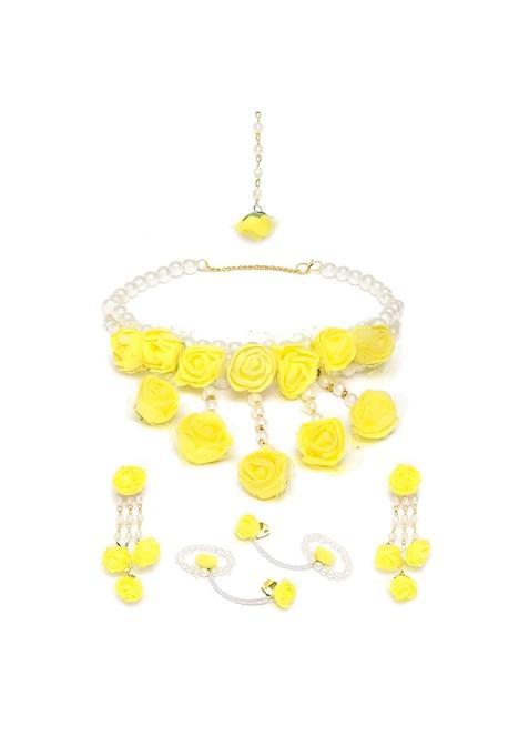 Vrindavanstore Dulhaniya Floral Jewellery Set for Haldi and Mehndi