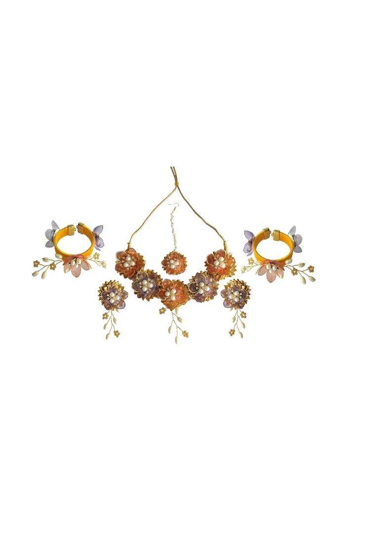 Pinoozclub Flower Jewellery Set for Women Girls Bride - Indya