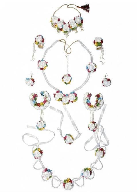 Artificial Flower Jewelry Set Mogra Floral Jewellery Bridal Haldi Jewelry Set Mehndi Flower Jewellery