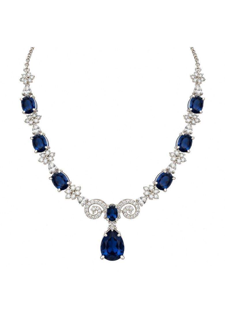 Ylocart Royal Blue Stone Necklace Set for Women and Girls - Indya