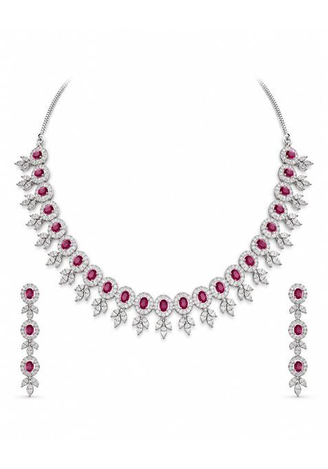 Ruby Red Floral Jewellery Set