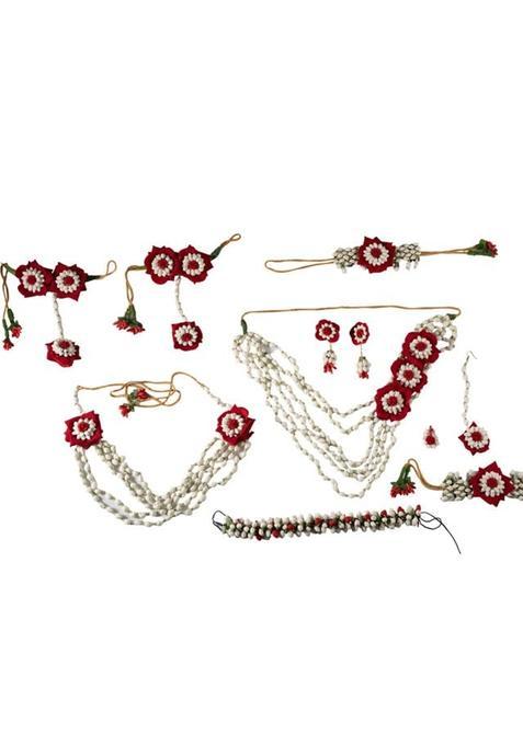 Prafullit Floral Bridal Jewelry Set for Women and Girls Artificial Flower Haar Maang Tikka Earrings Bangles
