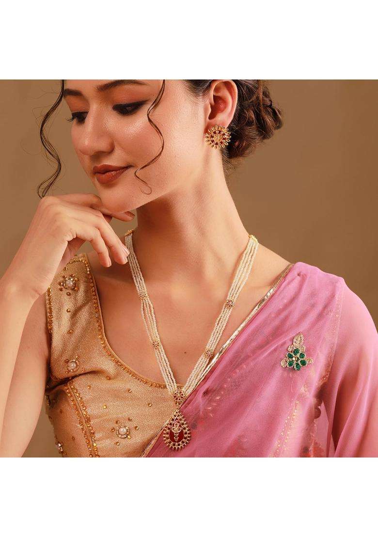Voylla Gota Patti Surya Moti Haar Necklace Set for Women Gold Jewellery Set Gift for Women and Girls - Indya