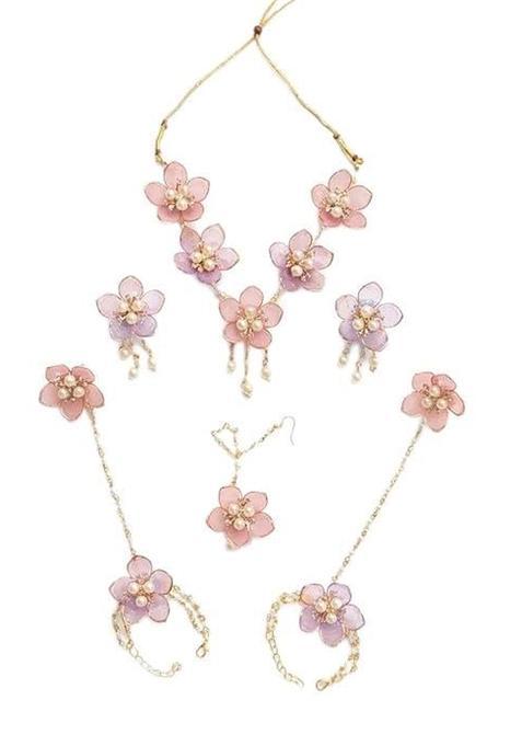 Paribhasha Floral Pearl Haldi Jewellery Set for Women and Bridesmaids