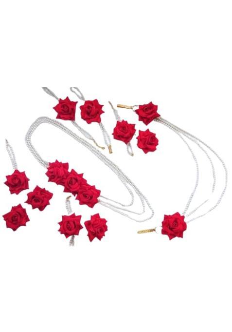 Arihant Arts Flower Jewellery for Haldi or Mehndi Function with Rose Red