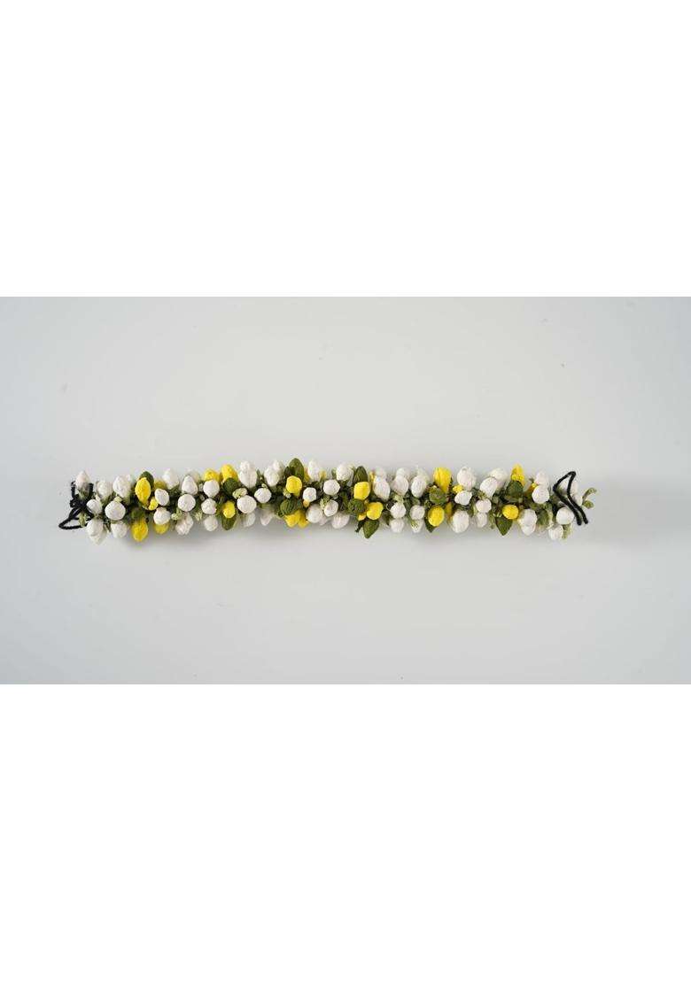 Prafullit Flowers Handcrafted Artificial Floral Jewellery Set for Women Green and Yellow Flower Necklace - Indya