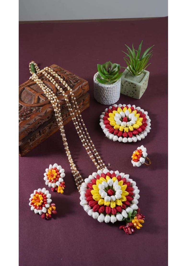 Prafullit Flowers Handcrafted Artificial Floral Jewellery Set for Women - Indya