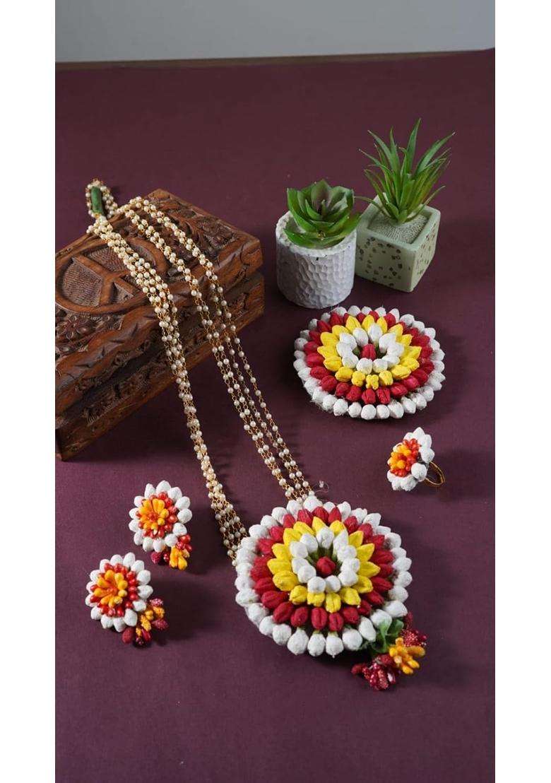 Prafullit Flowers Handcrafted Artificial Floral Jewellery Set for Women - Indya