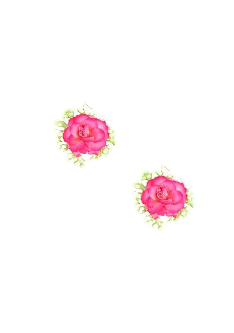 Anuradha Plus Unique Baby Pink Colour Bridal Flower Jewellery Set for Haldi Gota Patti Necklace Earrings - Indya
