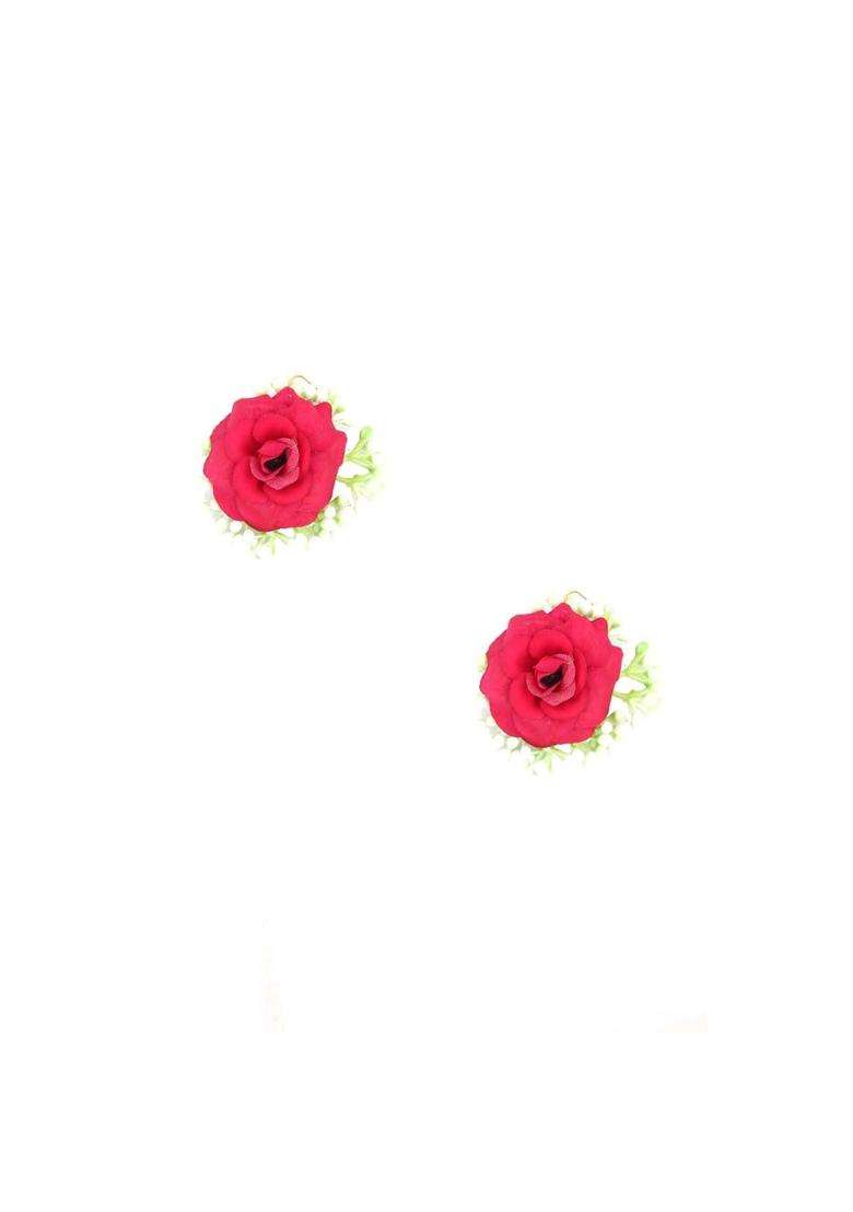 Anuradha Plus Latest Pink Colour Bridal Flower Jewellery Set for Haldi Gota Patti Necklace Earrings - Indya