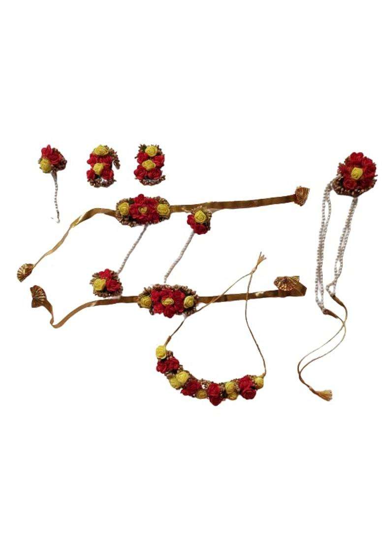 Multicolor Beautiful House Floral Necklace Set Mehandi Haldi Flower Wedding Jewellery Favors Baby Shower Pre - Indya