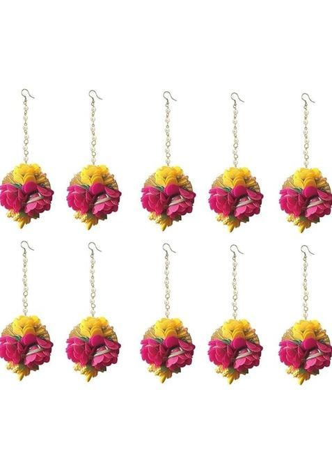 Silberoly Yellow Floral Gotta Patti Maang Tikka for Haldi Ceremony Bride Baby Shower Engagement Wedding