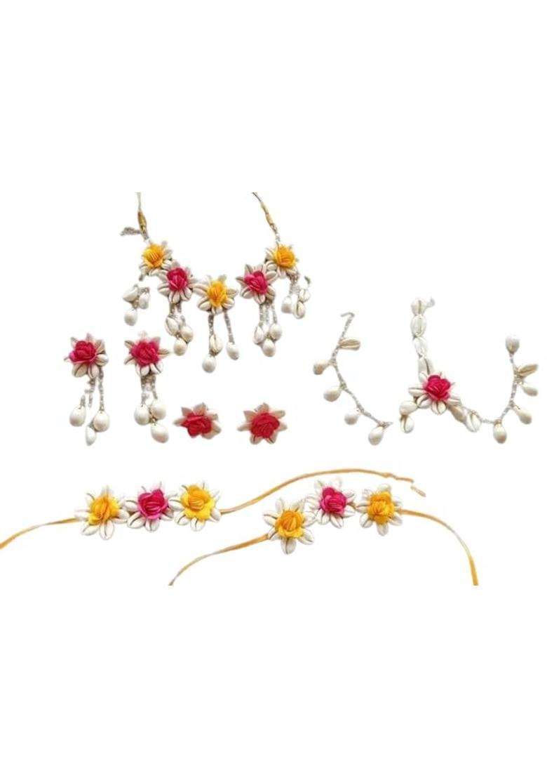 Pink Arihant Arts Cowril Jewellery for Haldi or Mehndi Function Multi 07 - Indya