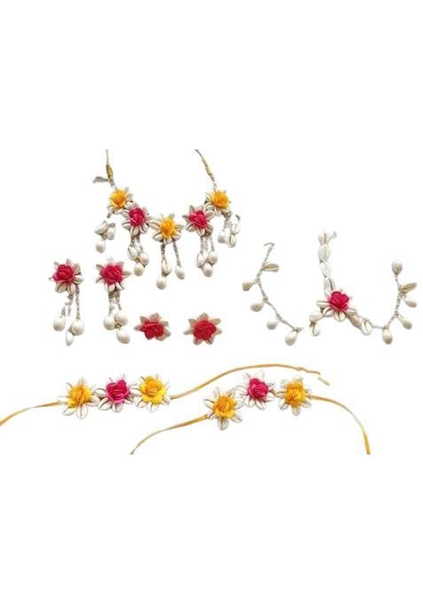 Pink Arihant Arts Cowril Jewellery for Haldi or Mehndi Function Multi 07