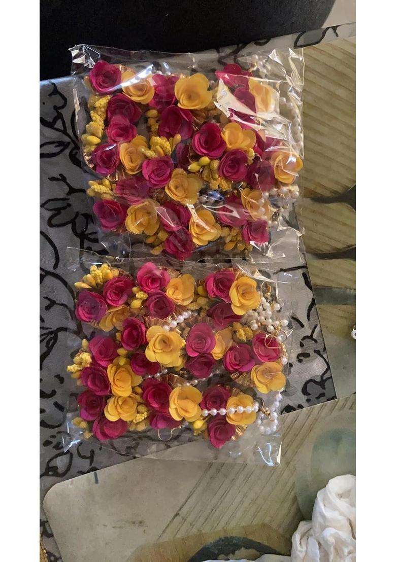 Dear Happy Party Studio Floral Gotta Patti Maang Tikka for Haldi Ceremony Bride Baby Shower Engagement Wedding - Indya