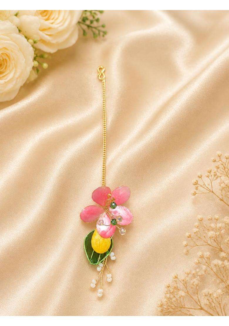 Afreeja Haldi Floral Jewellery Set Necklace Earrings Haath Phool - Indya