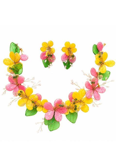 Afreeja Haldi Floral Jewellery Set Necklace Earrings Haath Phool