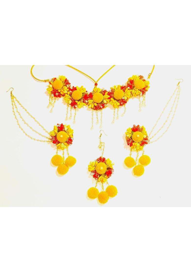 Sukaina Trends Artificial Flower Jewelry Set Indian Traditional Floral Jewellery for Bride Women and Girls - Indya