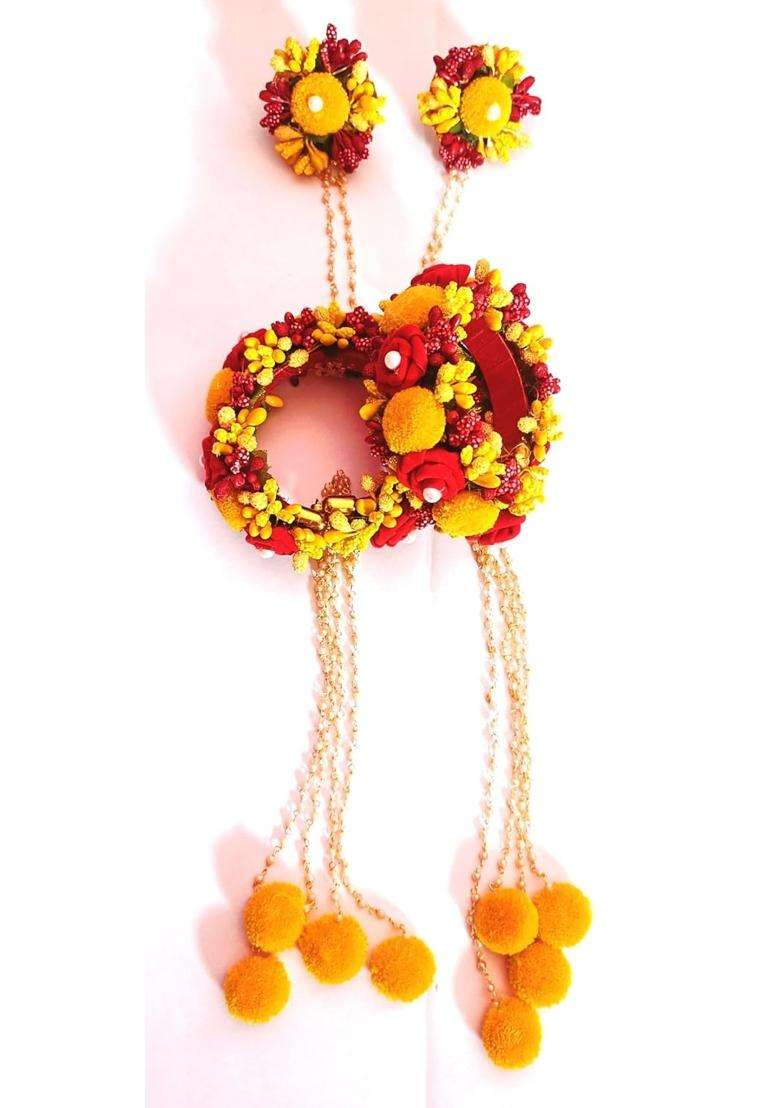 Sukaina Trends Artificial Flower Jewelry Set Indian Traditional Floral Jewellery for Bride Women and Girls - Indya