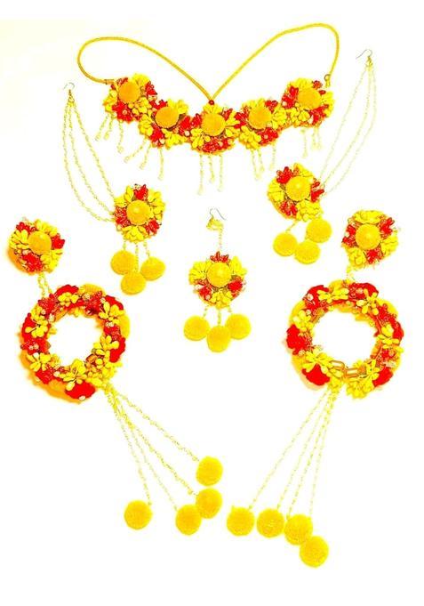 Sukaina Trends Artificial Flower Jewelry Set Indian Traditional Floral Jewellery for Bride Women and Girls