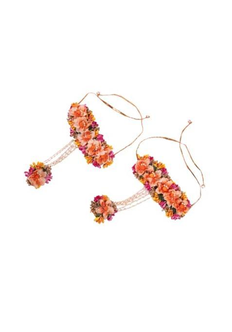 Saumakshi Designs Beautiful Flower Jewellery Set for Women Orange