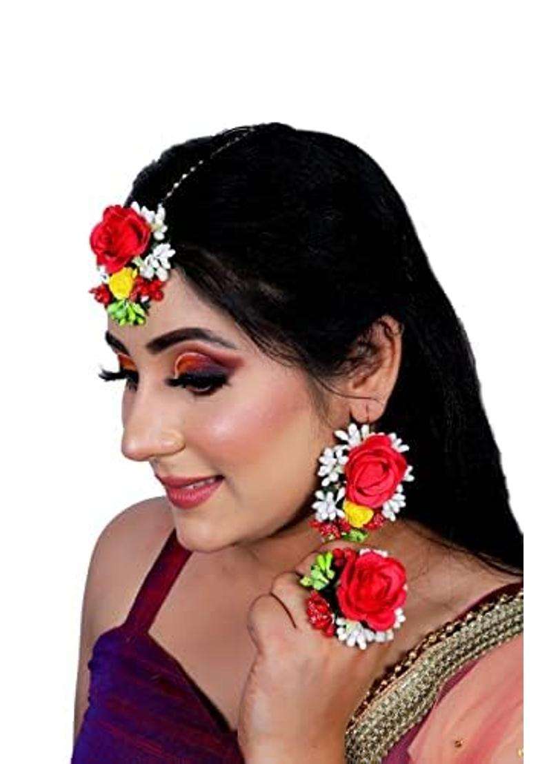Saumakshi Designs Red Jewellery Designer Jwellery Set for Women and Girls - Indya