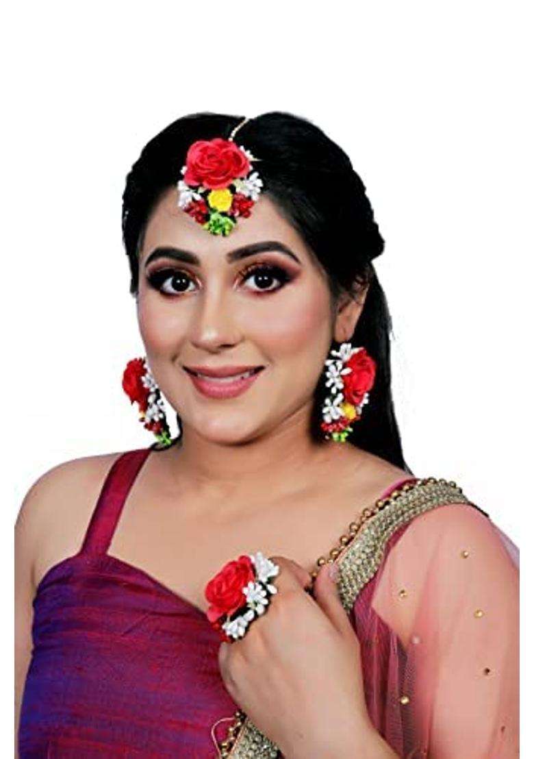 Saumakshi Designs Red Jewellery Designer Jwellery Set for Women and Girls - Indya