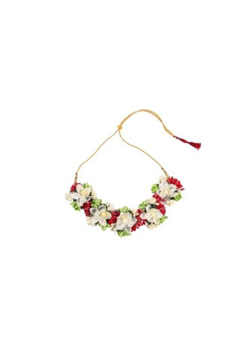 Saumakshi Designs Beautiful Flower Jewellery Set for Women White