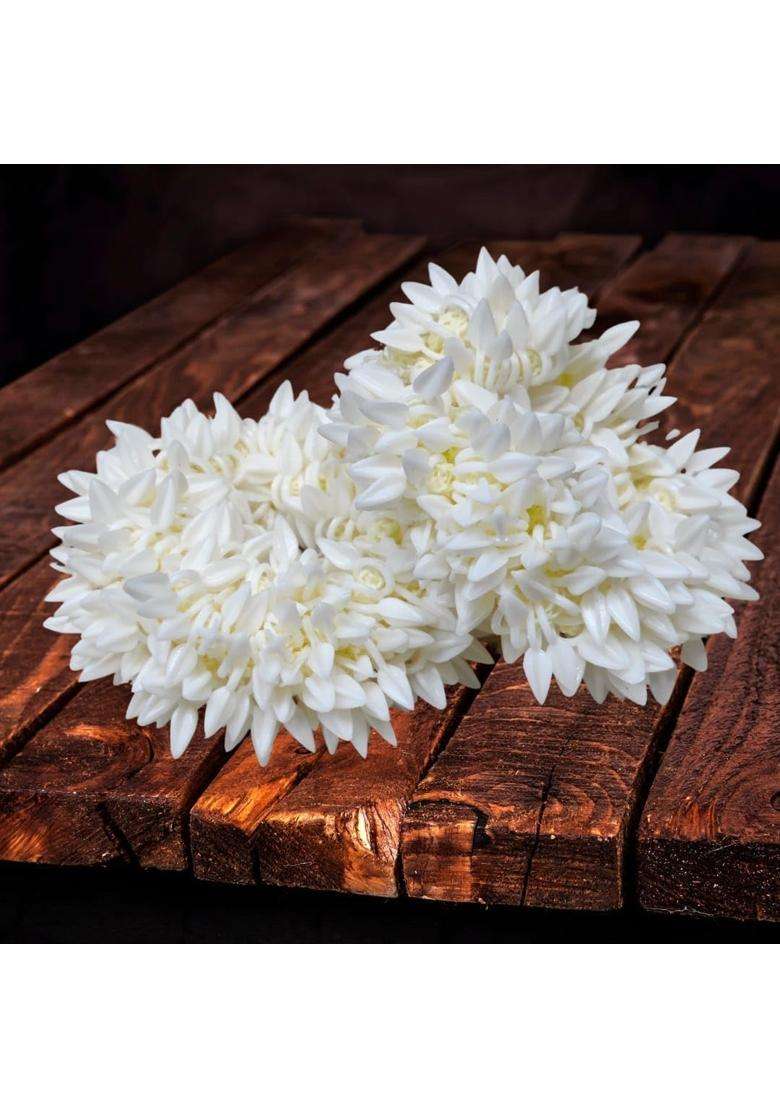 Estationeryhouse Traditional Indian Hair Accessories White Gajra Artificial Flower Jewelry Handmade Veni Tiara - Indya