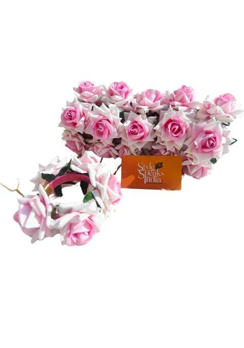 Style Speaks India Assorted Velvet Rose Gajra Bracelet Adjustable Hand Corsage for Women