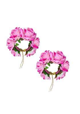 Style Speaks India Pink Velvet Rose Gajra Bracelet Indian Wedding Haldi