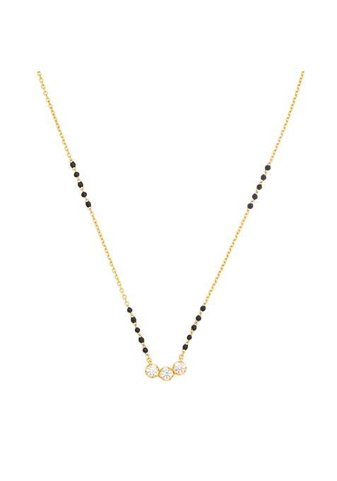 Kushals Fashion Jewellery White Gold Plated 925 Silver Black Beads Mangalsutra for Women