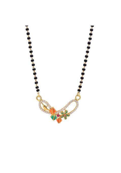 Maira 925 Sterling Silver Designer Mangalsutra Necklace with Black Beads Chain for Women