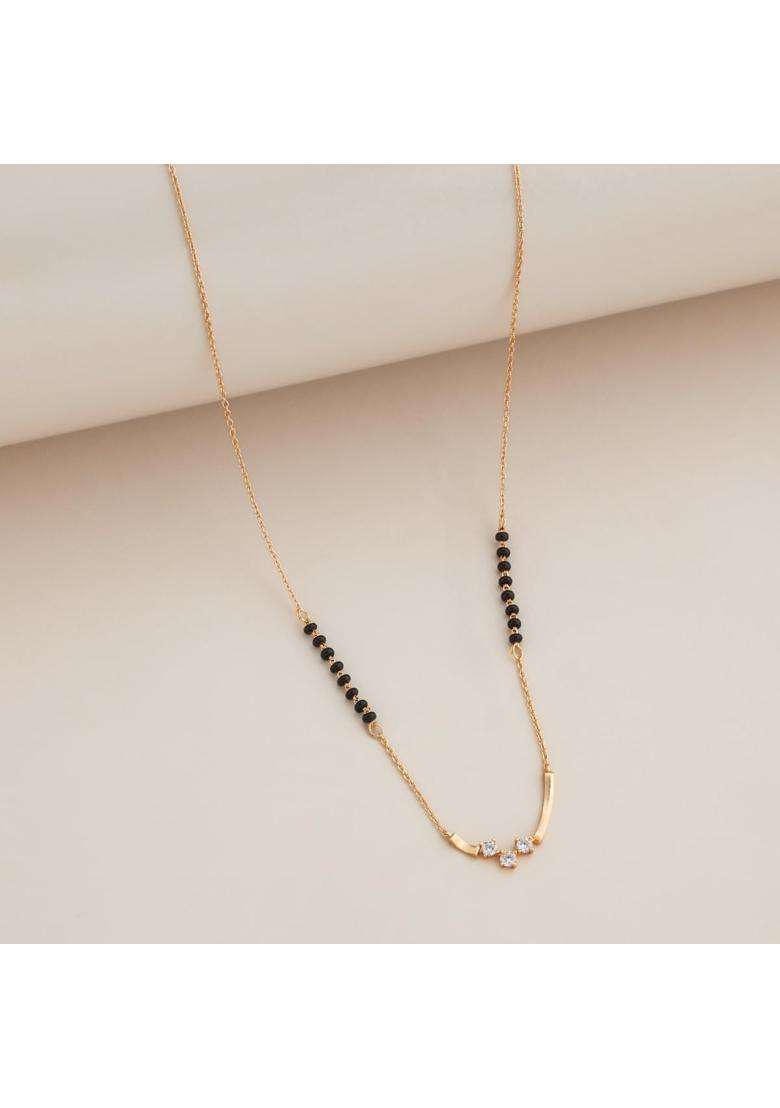 Kushals Fashion Jewellery White Gold Plated 925 Silver Black Beads Mangalsutra for Women - Indya