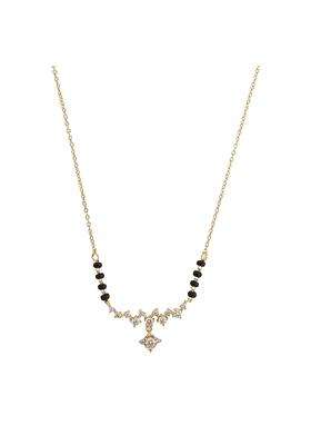 Kushals Fashion Jewellery White Gold Plated 925 Silver Black Beads Mangalsutra for Women