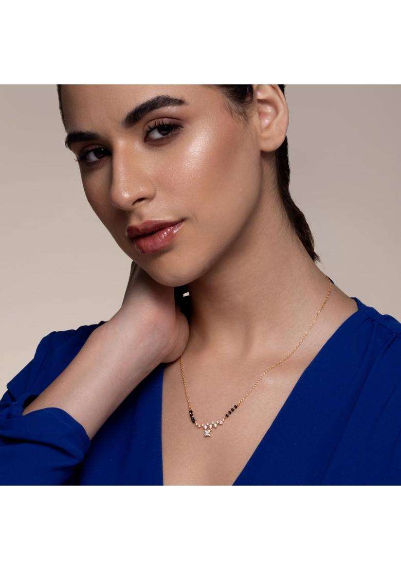 Kushals Fashion Jewellery White Gold Plated 925 Silver Black Beads Mangalsutra for Women - Indya